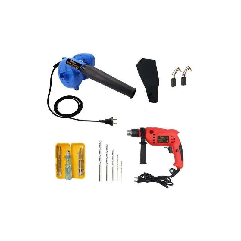 Hillgrove HGCM354M1 800W Suction Dust Cleaner Air Blower with 700W Drill Machine 5 Masonry Bits & Carbon Brush image-4