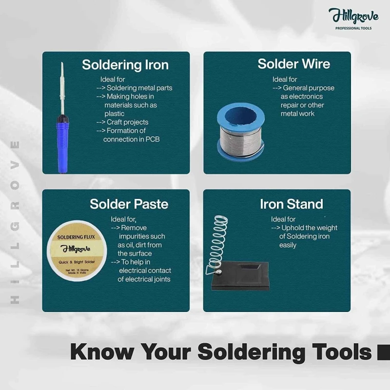 Hillgrove HGCM416M1 25W Flat Tip Soldering Iron Tool Kits with Digital Multimeter image-4