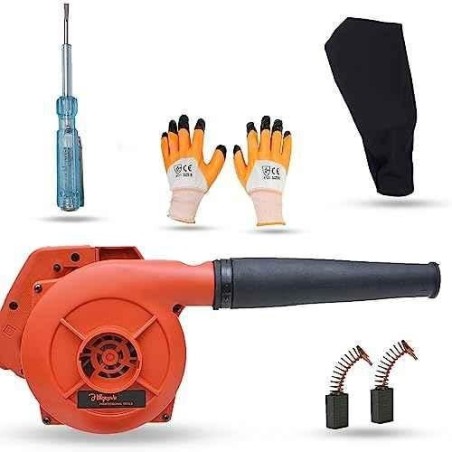 Hillgrove HGCM1134 800W Red Electric Air Blower with Carbon Brushes Gloves & Line Tester image-1