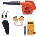 Hillgrove HGCM1126 800W Red Electric Air Blower with Carbon Brushes Gloves & Multimeter image-1