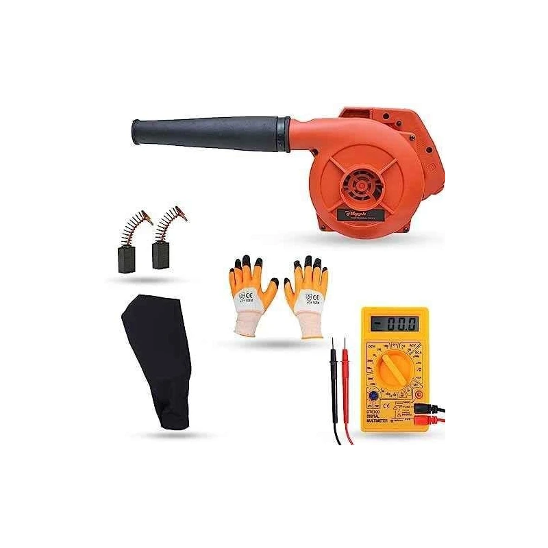 Hillgrove HGCM1126 800W Red Electric Air Blower with Carbon Brushes Gloves & Multimeter image-1