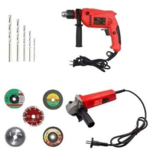 Hillgrove HGCM346M1 850W Angle Grinder & 700W Drill Machine Combo with 5 Grinding Wheels & 5 Masonry Drill Bits image-5
