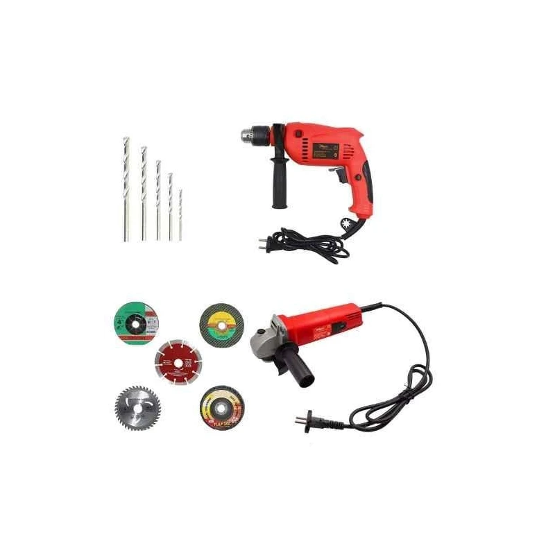 Hillgrove HGCM346M1 850W Angle Grinder & 700W Drill Machine Combo with 5 Grinding Wheels & 5 Masonry Drill Bits image-5
