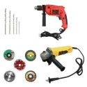 Hillgrove HGCM343M1 850W Angle Grinder & 700W Drill Machine Combo with 5 Grinding Wheels & 5 Masonry Drill Bits image-1