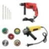 Hillgrove HGCM343M1 850W Angle Grinder & 700W Drill Machine Combo with 5 Grinding Wheels & 5 Masonry Drill Bits
