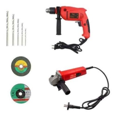 Hillgrove HGCM345M1 850W Angle Grinder & 700W Drill Machine Combo with 2 Grinding Wheels & 5 Masonry Drill Bits image-3