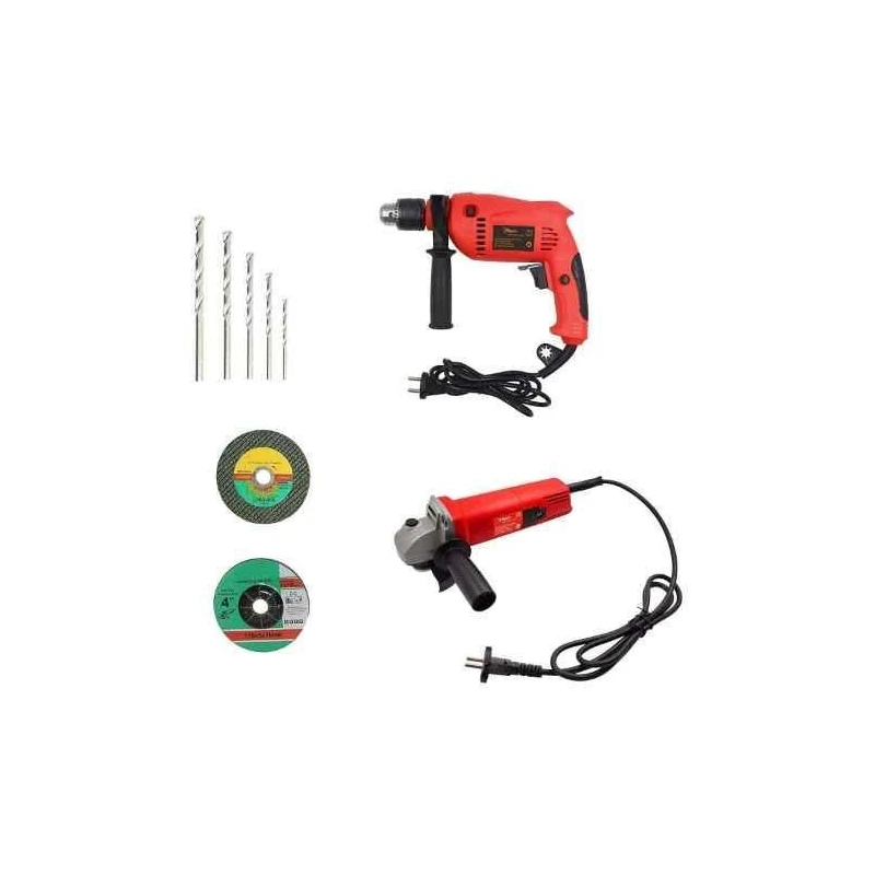Hillgrove HGCM345M1 850W Angle Grinder & 700W Drill Machine Combo with 2 Grinding Wheels & 5 Masonry Drill Bits image-3