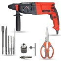 Hillgrove HGCM1252 1200W Hammer Impact Drill Machine with 5 SDS Plus Bits Chuck SDS Adapter & Scissor image-1