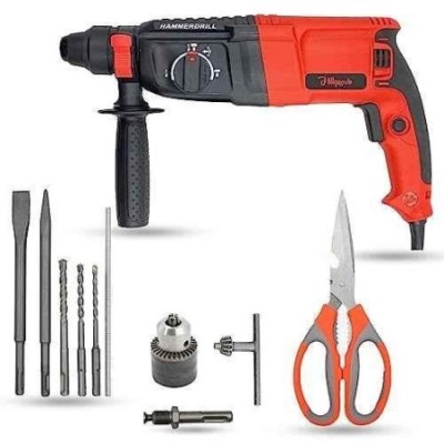 Hillgrove HGCM1252 1200W Hammer Impact Drill Machine with 5 SDS Plus Bits Chuck SDS Adapter & Scissor image-1