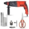 Hillgrove HGCM1252 1200W Hammer Impact Drill Machine with 5 SDS Plus Bits, Chuck, SDS Adapter & Scissor