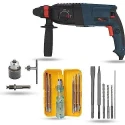 Hillgrove HGCM1230 1200W Hammer Impact Drill Machine with Chuck SDS Adapter 5 SDS Plus Bits & 5-in-1 Screwdriver image-1