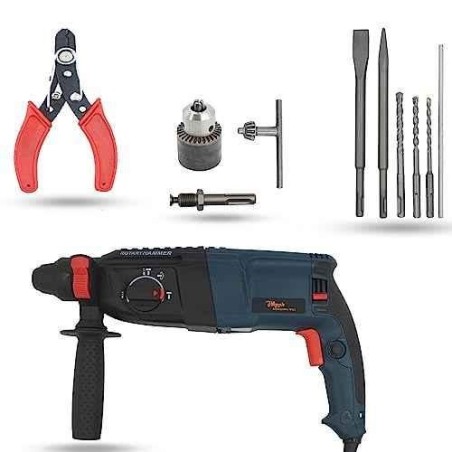Hillgrove HGCM1233 1200W Hammer Impact Drill Machine with Chuck SDS Adapter 5 SDS Plus Bits & Wire Cutter image-6