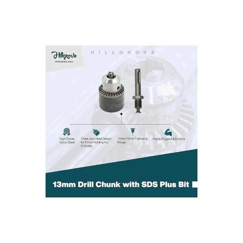 Hillgrove HGCM1210 750W Hammer Impact Drill Machine with 3 Bits Chuck SDS Adapter & 9 Drill Bits image-1