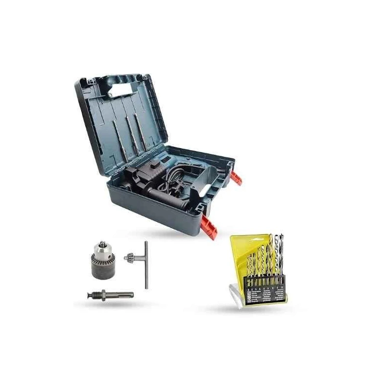 Hillgrove HGCM1210 750W Hammer Impact Drill Machine with 3 Bits Chuck SDS Adapter & 9 Drill Bits image-2