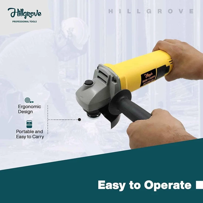 Hillgrove HGCM286M1 850W 11000rpm Angle Grinder with Grinding Wheel & 5-Piece Hand Tool Kits image-1