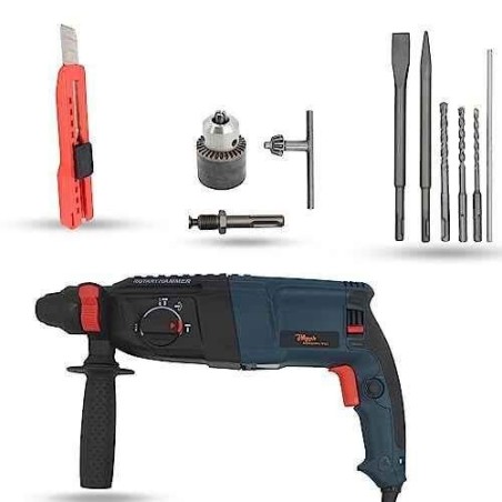 Hillgrove HGCM1234 1200W Hammer Impact Drill Machine with Chuck SDS Adapter 5 SDS Plus Bits & Utility Knife image-4