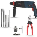 Hillgrove HGCM1227 1200W Hammer Impact Drill Machine with Chuck SDS Adapter 5 SDS Plus Bits & 8-Inch Plier image-2