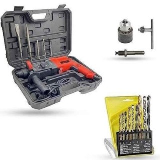 Hillgrove HGCM1264 1200W Hammer Impact Drill Machine with 5 SDS Plus Bits Chuck SDS Adapter & 9 Drill Bits image-4