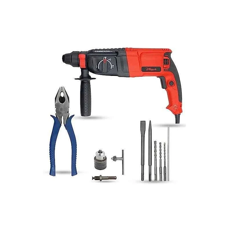 Hillgrove HGCM1255 1200W Hammer Impact Drill Machine with 5 SDS Plus Bits Chuck SDS Adapter & 8-Inch Plier image-3