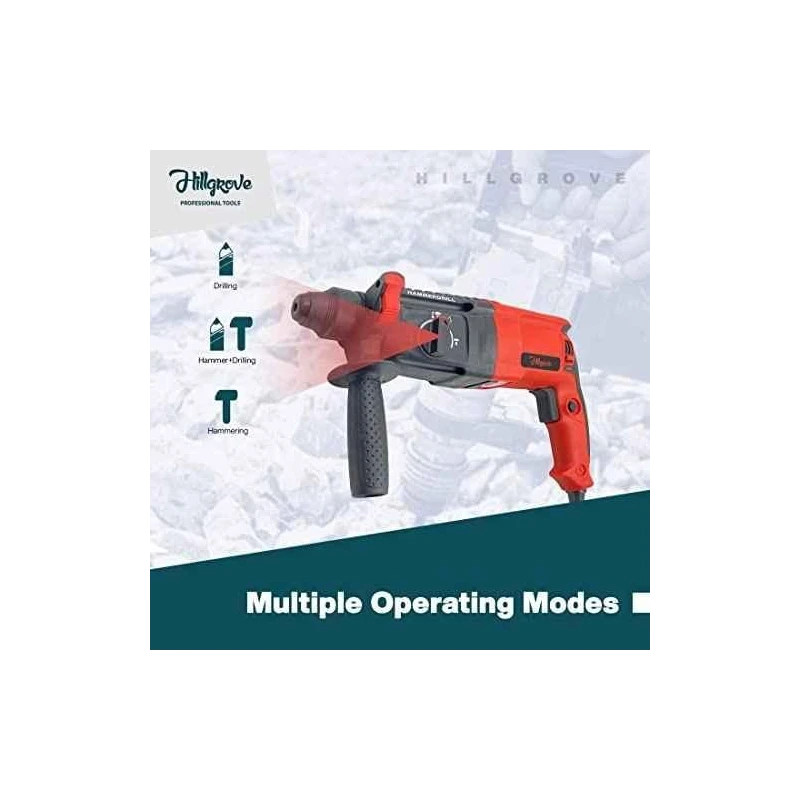 Hillgrove HGCM1255 1200W Hammer Impact Drill Machine with 5 SDS Plus Bits Chuck SDS Adapter & 8-Inch Plier image-6