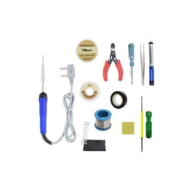 Hillgrove HGFC001 12-Piece 25W Flat Tip Complete Soldering Iron Machine Tool Kits image-1