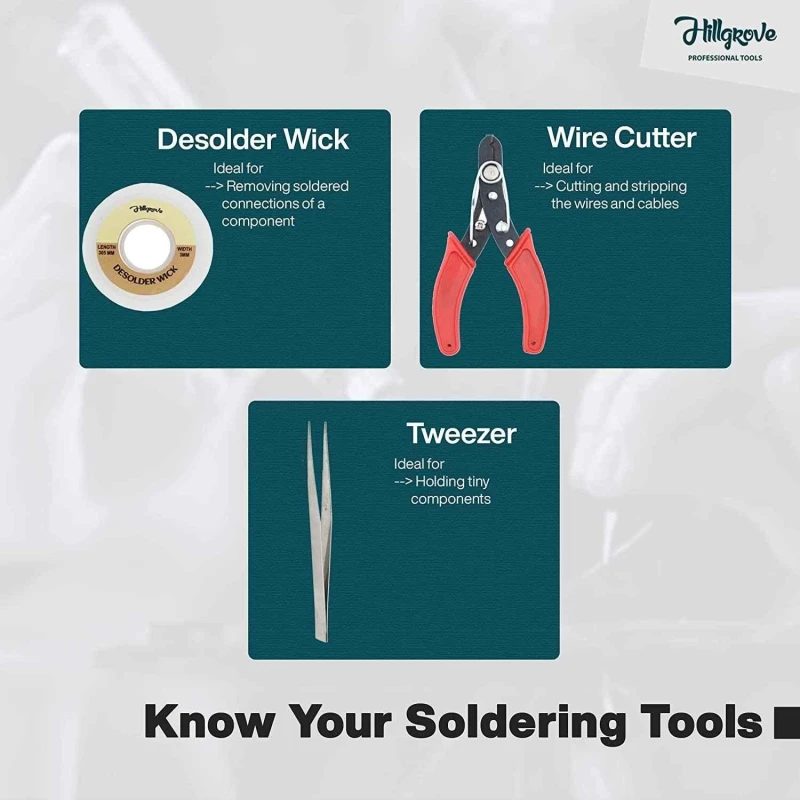 Hillgrove HGFC001 12-Piece 25W Flat Tip Complete Soldering Iron Machine Tool Kits image-4