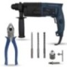 Hillgrove HGCM1201 750W Hammer Impact Drill Machine with 3 Bits, Chuck, SDS Adapter & 8-Inch Plier