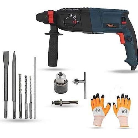 Hillgrove HGCM1224 1200W Hammer Impact Drill Machine with Chuck SDS Adapter Gloves & 5 SDS Plus Bits image-6