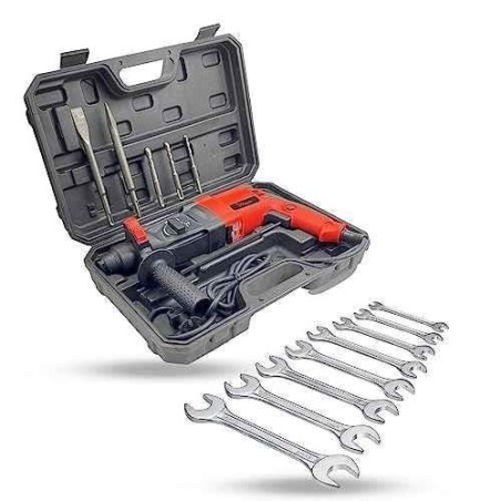 Hillgrove HGCM1250 1200W Hammer Impact Drill Machine with 5 SDS Plus Bits & 8-Piece Double Open End Wrench image-5