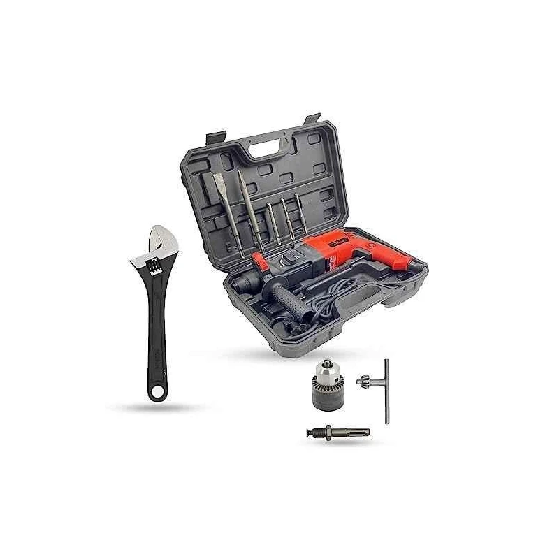 Hillgrove HGCM1262 1200W Hammer Impact Drill Machine with 5 SDS Plus Bits Chuck SDS Adapter & 8-Inch Adjustable Wrench image-3