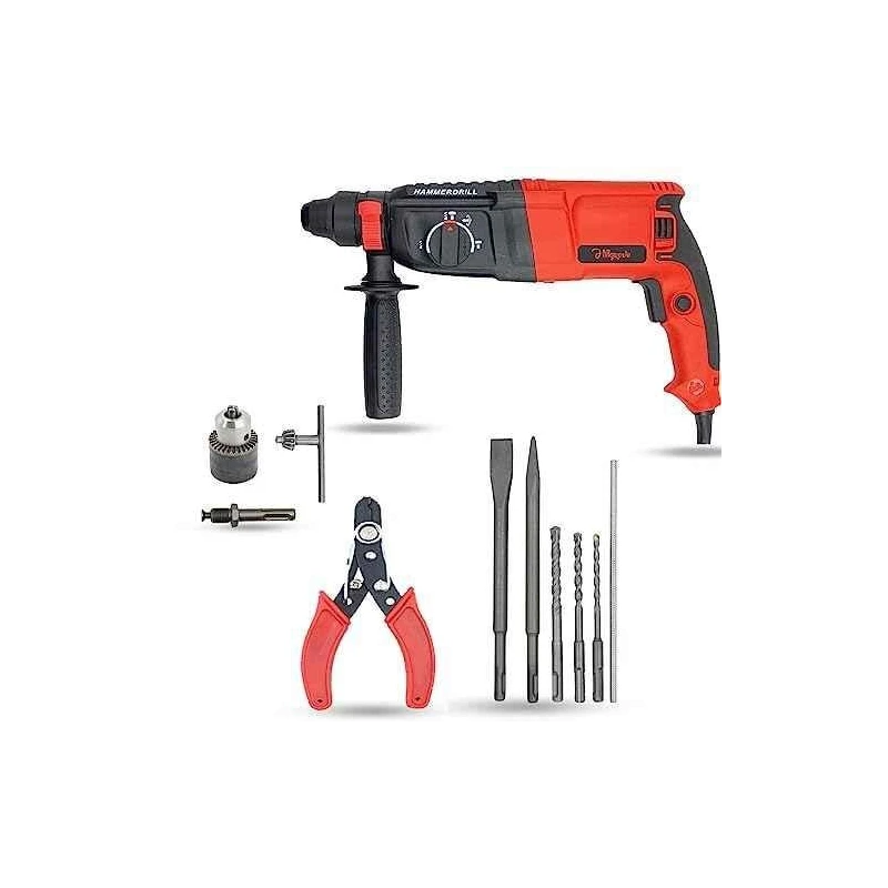 Hillgrove HGCM1260 1200W Hammer Impact Drill Machine with 5 SDS Plus Bits Chuck SDS Adapter & Wire Cutter image-6
