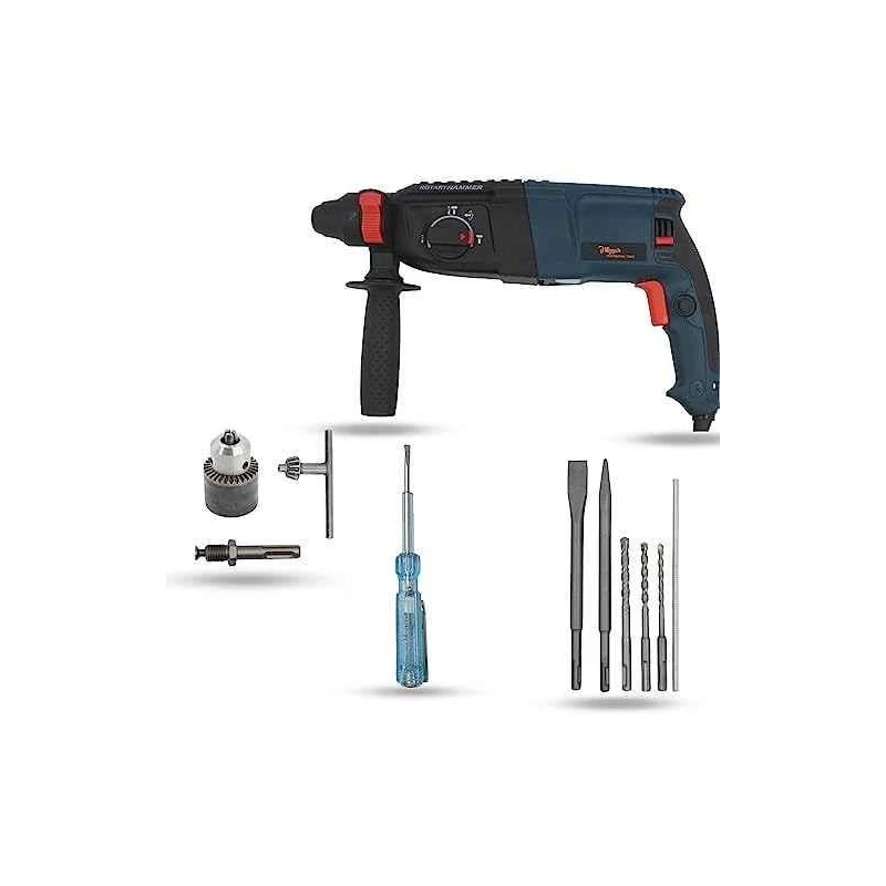 Hillgrove HGCM1232 1200W Hammer Impact Drill Machine with Chuck SDS Adapter 5 SDS Plus Bits & Line Tester image-2