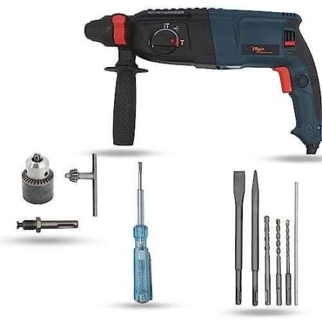Hillgrove HGCM1232 1200W Hammer Impact Drill Machine with Chuck SDS Adapter 5 SDS Plus Bits & Line Tester image-2