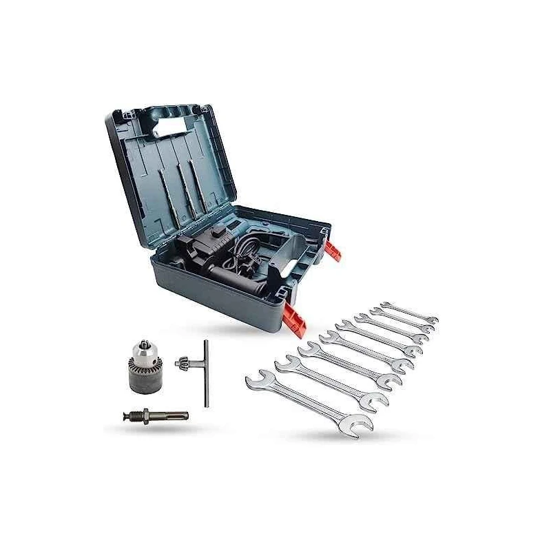 Hillgrove HGCM1209 750W Hammer Impact Drill Machine with 3 Bits Chuck SDS Adapter & 8-Piece Double Open End Wrench image-2