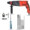 Hillgrove HGCM1259 1200W Hammer Impact Drill Machine with 5 SDS Plus Bits, Chuck, SDS Adapter & Line Tester