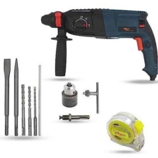 Hillgrove HGCM1226 1200W Hammer Impact Drill Machine with Chuck SDS Adapter 5 SDS Plus Bits & Measuring Tape image-3