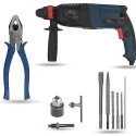 Hillgrove HGCM1228 1200W Hammer Impact Drill Machine with Chuck SDS Adapter 5 SDS Plus Bits & 8-Inch Plier image-5