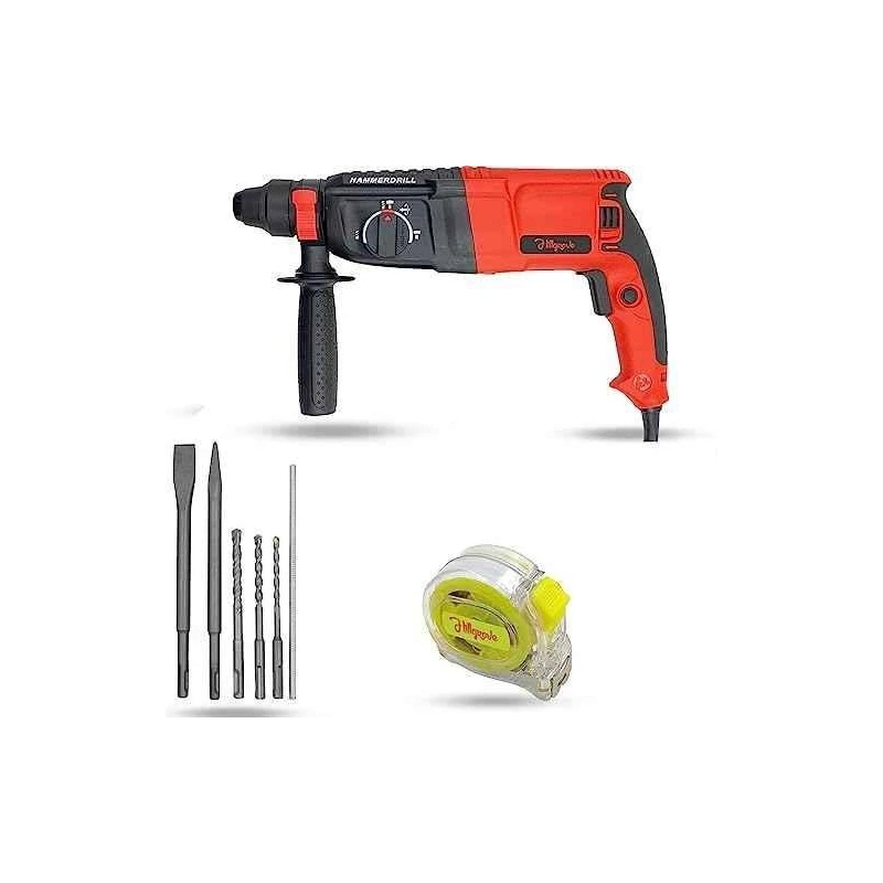 Hillgrove HGCM1240 1200W Hammer Impact Drill Machine with 5 SDS Plus Bits & Measuring Tape image-3