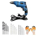 Hillgrove HGCM248M1 500W 10mm Drill Machine with Gloves 5 HSS 5 Wood & 5 Masonry Drill Bits image-6