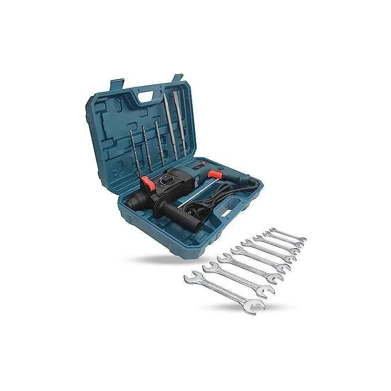 Hillgrove HGCM1223 1200W Hammer Impact Drill Machine with 5 SDS Plus Bits & 8-Piece Double Open End Wrench image-4