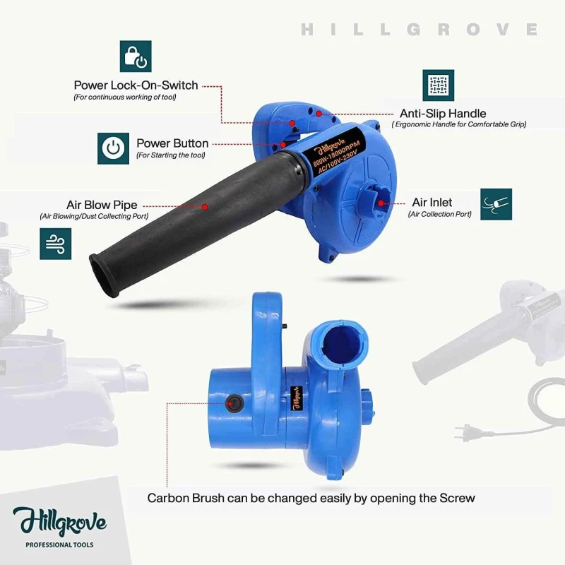 Hillgrove HGCM348M1 800W Suction Dust Cleaner Air Blower with 5-in-1 Screwdriver Kits & Gloves image-2