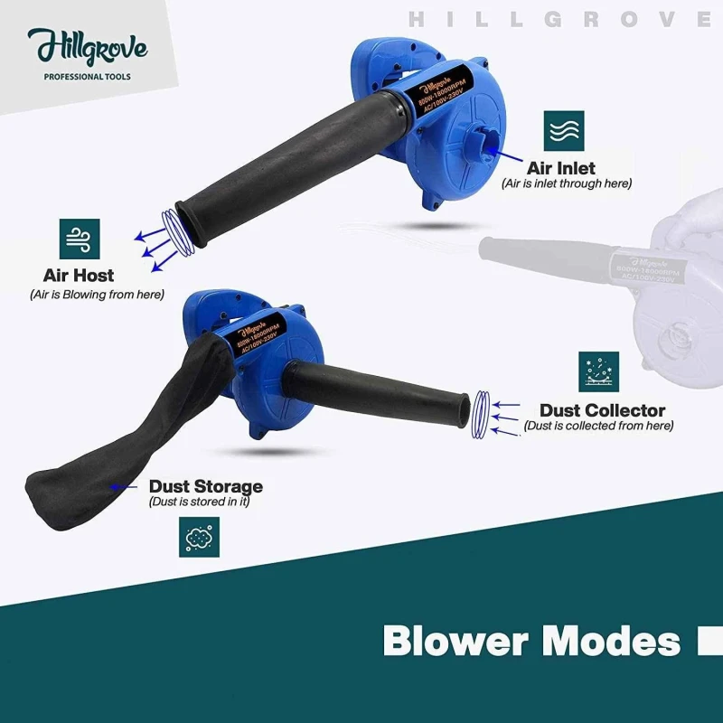 Hillgrove HGCM348M1 800W Suction Dust Cleaner Air Blower with 5-in-1 Screwdriver Kits & Gloves image-6