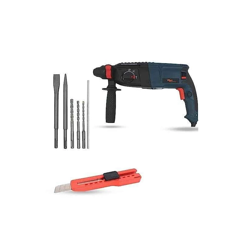 Hillgrove HGCM1221 1200W Hammer Impact Drill Machine with 5 SDS Plus Bits & Utility Knife image-4