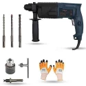 Hillgrove HGCM1197 750W Hammer Impact Drill Machine with 3 Bits Chuck SDS Adapter & Gloves image-2