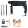 Hillgrove HGCM1197 750W Hammer Impact Drill Machine with 3 Bits, Chuck, SDS Adapter & Gloves