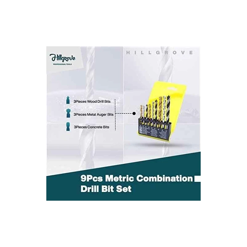 Hillgrove HGCM1005 9-Piece Steel Combination Metric Drill Bit Set image-4