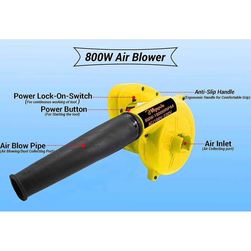 Hillgrove HGCM260M1 800W Suction Dust Cleaner Air Blower with 5 Hand Tools Carbon Brushes & Gloves image-2