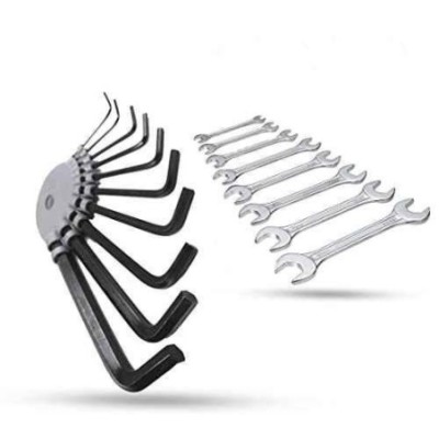 Hillgrove HGCM996 10-Piece Hex Allen Key & 10-Piece Double Open End Wrench Set image-1