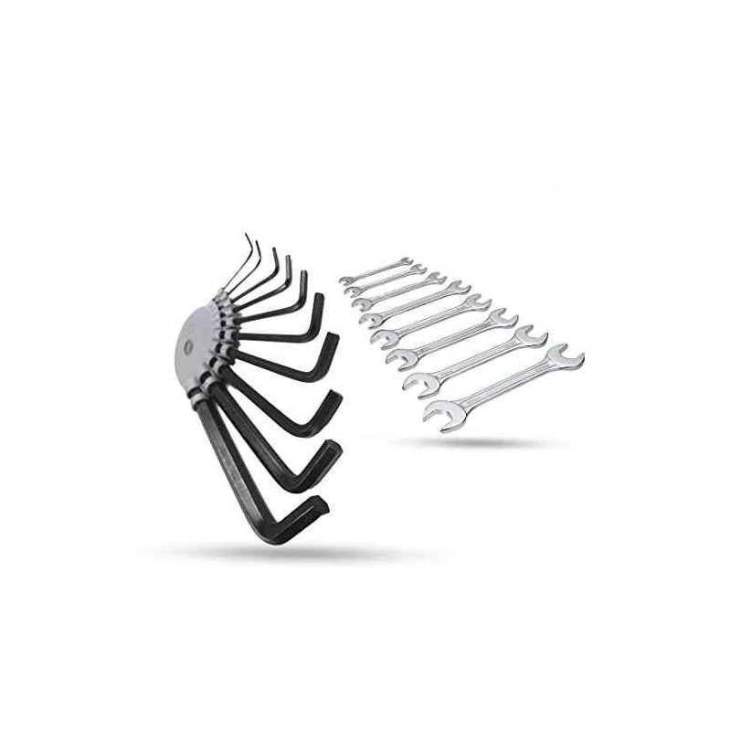 Hillgrove HGCM996 10-Piece Hex Allen Key & 10-Piece Double Open End Wrench Set image-1