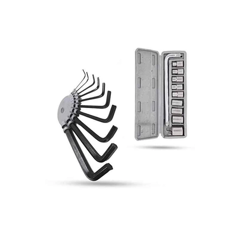 Hillgrove HGCM994 10-Piece Hex Allen Key & 10-in-1 Socket Set image-2
